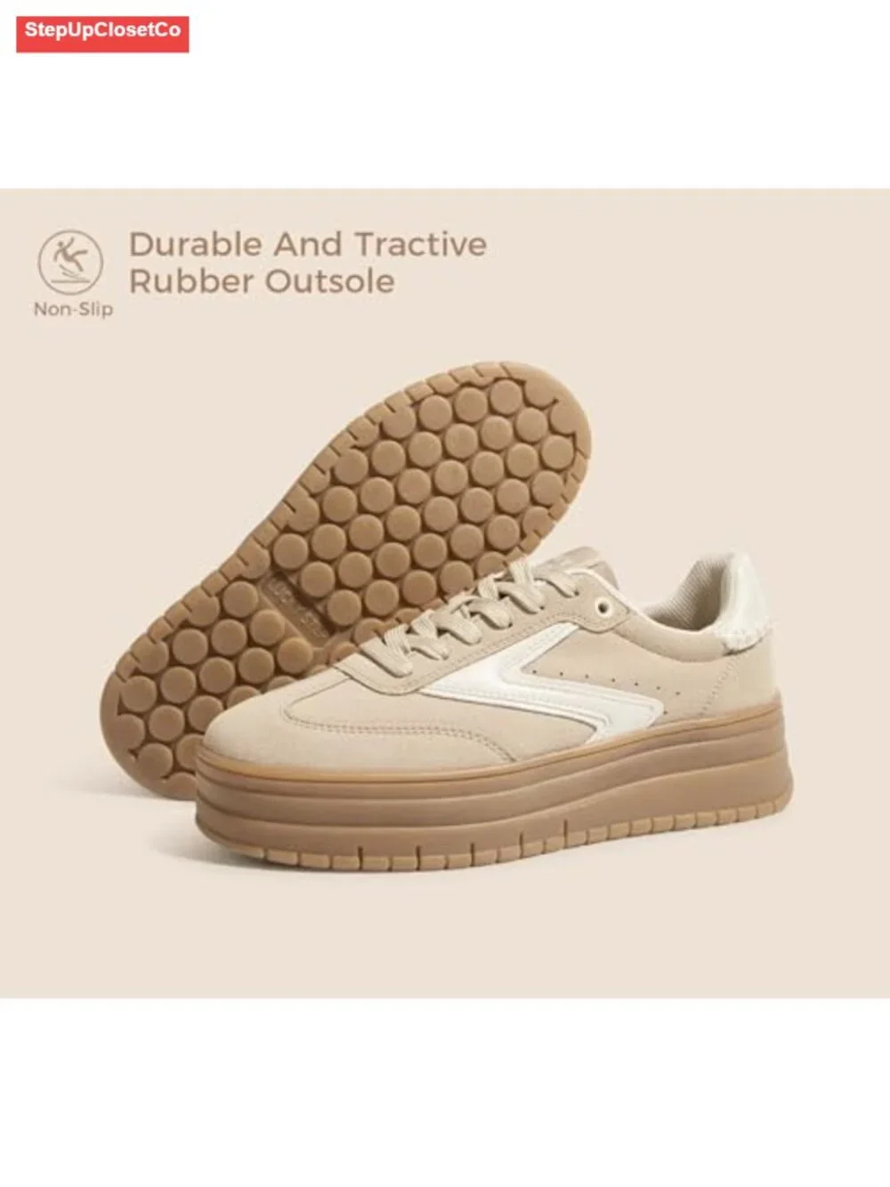 Platform Sneakers with Gum Thick Sole and Rubber Sole